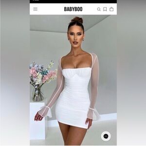 Babyboo White Sheer Sleeve Mini Dress